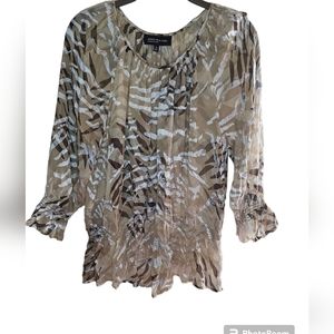 Jones New York women's beige,brown, cream sheer top size 16
